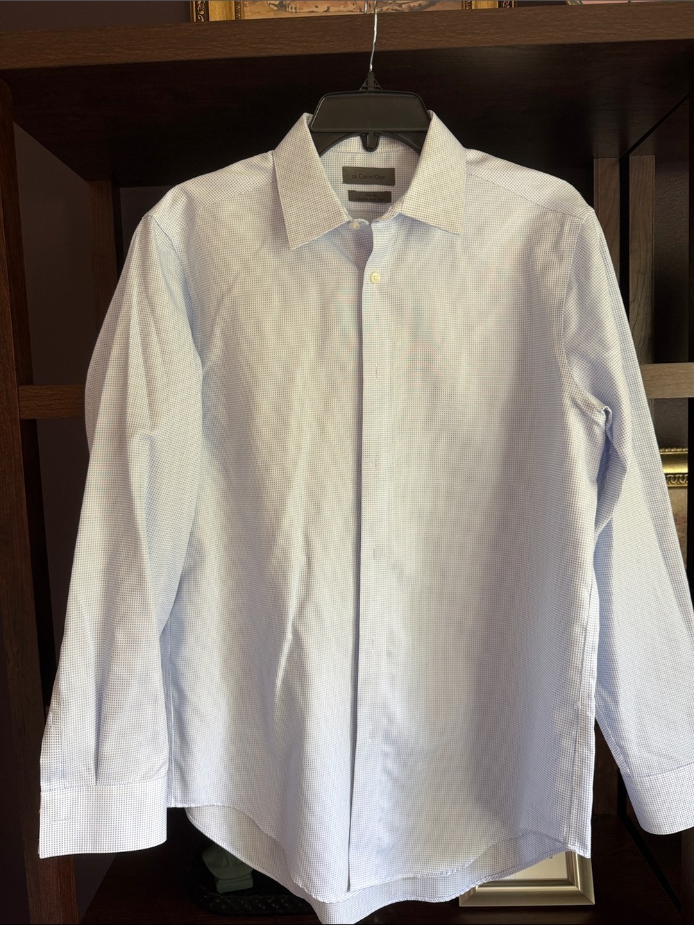 Calvin Klein Light Blue Micro-Check Dress Shirt